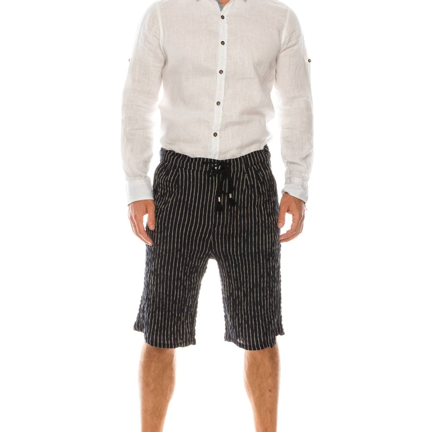 RON TOMSON Drawstring Striped Shorts