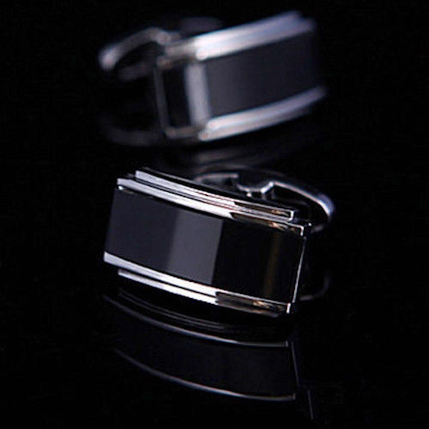 AMEDEO EXCLUSIVE Stainless Steel Cufflinks - Onyx